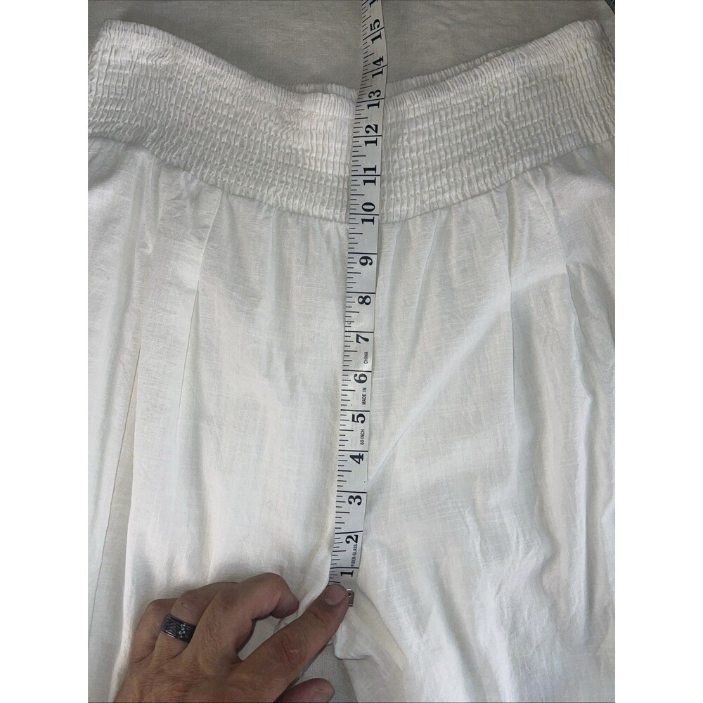 White Cotton Blend Beach Pool Coverup Summer Pants XL - Picture 9 of 11